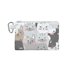 Hand Draw Cats Seamless Pattern Canvas Cosmetic Bag (small) by Vaneshart