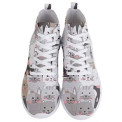 Hand Draw Cats Seamless Pattern Men s Lightweight High Top Sneakers by Vaneshart