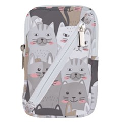 Hand Draw Cats Seamless Pattern Belt Pouch Bag (small)