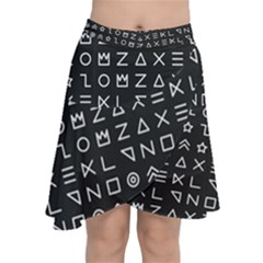 Memphis Seamless Patterns Chiffon Wrap Front Skirt