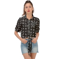 Memphis Seamless Patterns Tie Front Shirt 