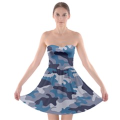 Military Seamless Pattern Strapless Bra Top Dress by Vaneshart