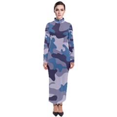 Military Seamless Pattern Turtleneck Maxi Dress by Vaneshart