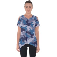 Military Seamless Pattern Cut Out Side Drop Tee by Vaneshart