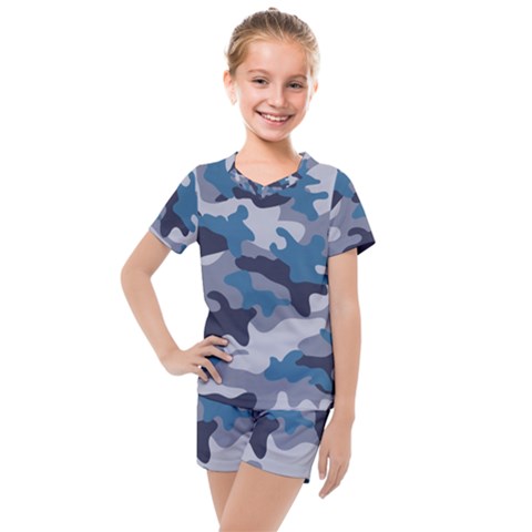 Military Seamless Pattern Kids  Mesh Tee And Shorts Set by Vaneshart