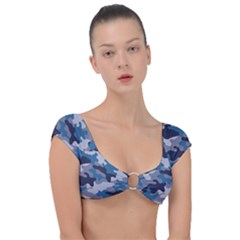 Military Seamless Pattern Cap Sleeve Ring Bikini Top