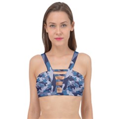 Military Seamless Pattern Cage Up Bikini Top