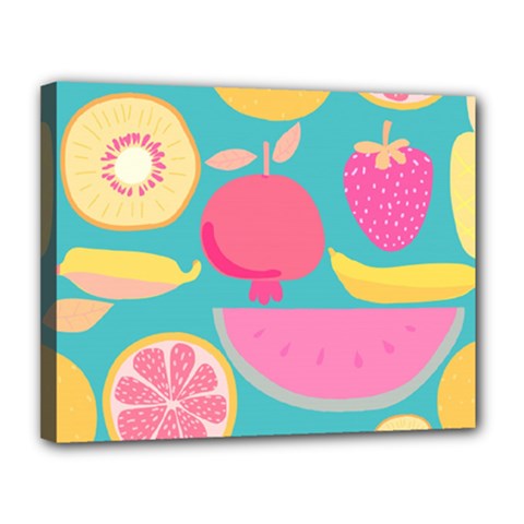 Seamless Pattern With Fruit Vector Illustrations Gift Wrap Design Canvas 14  X 11  (stretched) by Vaneshart