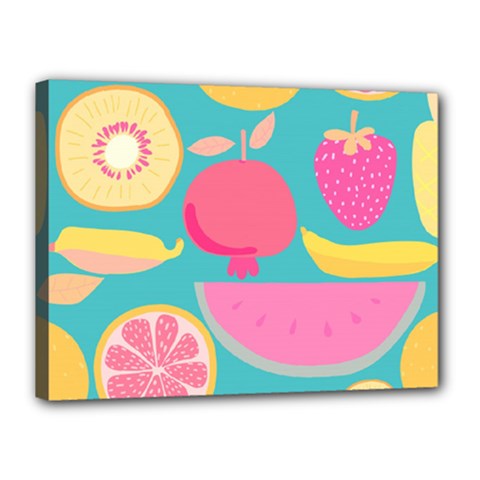 Seamless Pattern With Fruit Vector Illustrations Gift Wrap Design Canvas 16  X 12  (stretched) by Vaneshart