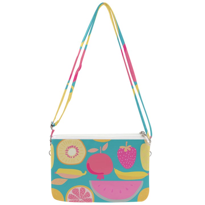 Seamless Pattern With Fruit Vector Illustrations Gift Wrap Design Double Gusset Crossbody Bag