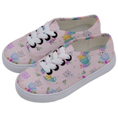 Cute Cat Coffee Cup Morning Times Seamless Pattern Kids  Classic Low Top Sneakers by Vaneshart