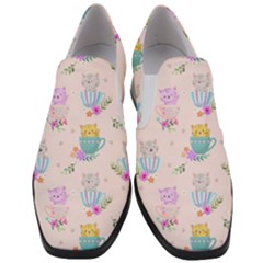 Cute Cat Coffee Cup Morning Times Seamless Pattern Women Slip On Heel Loafers by Vaneshart