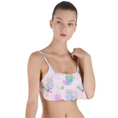 Cute Cat Coffee Cup Morning Times Seamless Pattern Layered Top Bikini Top 