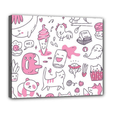 Set Kawaii Doodles Deluxe Canvas 24  X 20  (stretched) by Vaneshart