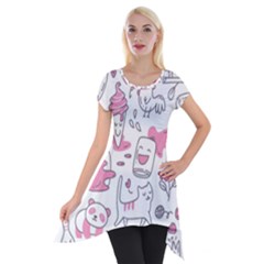 Set Kawaii Doodles Short Sleeve Side Drop Tunic by Vaneshart