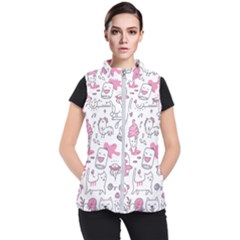 Set Kawaii Doodles Women s Puffer Vest by Vaneshart