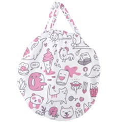 Set Kawaii Doodles Giant Round Zipper Tote by Vaneshart