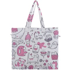 Set Kawaii Doodles Canvas Travel Bag by Vaneshart