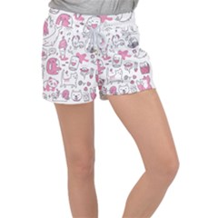 Set Kawaii Doodles Women s Velour Lounge Shorts by Vaneshart