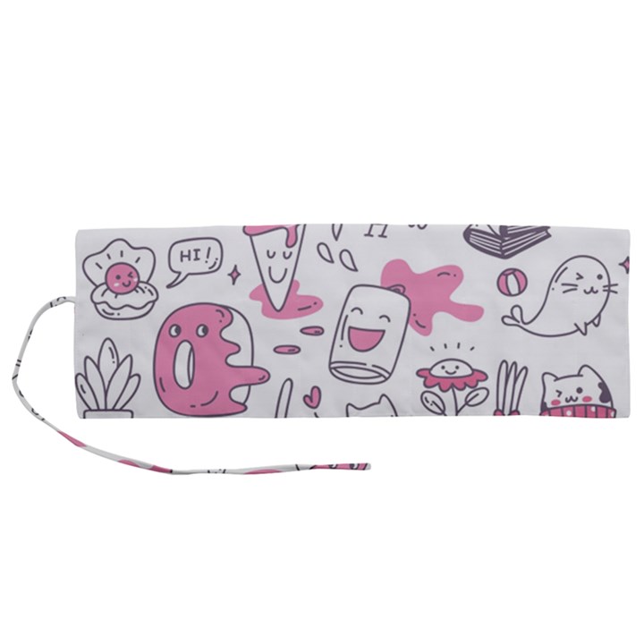 Set Kawaii Doodles Roll Up Canvas Pencil Holder (M)