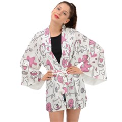 Set Kawaii Doodles Long Sleeve Kimono by Vaneshart