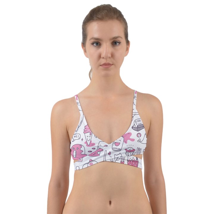 Set Kawaii Doodles Wrap Around Bikini Top