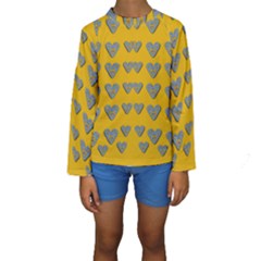 Butterfly Cartoons In Hearts Kids  Long Sleeve Swimwear by pepitasart