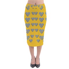 Butterfly Cartoons In Hearts Velvet Midi Pencil Skirt by pepitasart