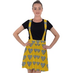 Butterfly Cartoons In Hearts Velvet Suspender Skater Skirt