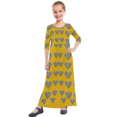 Butterfly Cartoons In Hearts Kids  Quarter Sleeve Maxi Dress by pepitasart