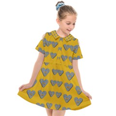 Butterfly Cartoons In Hearts Kids  Short Sleeve Shirt Dress by pepitasart