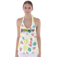 Vector Seamless Pattern With Pineapples Babydoll Tankini Top by Vaneshart