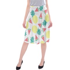 Vector Seamless Pattern With Pineapples Midi Beach Skirt by Vaneshart