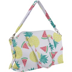 Vector Seamless Pattern With Pineapples Canvas Crossbody Bag by Vaneshart