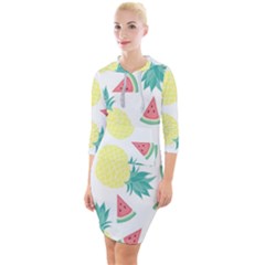 Vector Seamless Pattern With Pineapples Quarter Sleeve Hood Bodycon Dress by Vaneshart