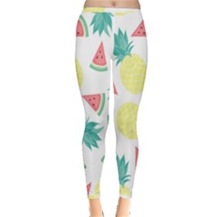 Vector Seamless Pattern With Pineapples Inside Out Leggings by Vaneshart