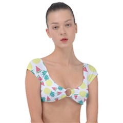 Vector Seamless Pattern With Pineapples Cap Sleeve Ring Bikini Top