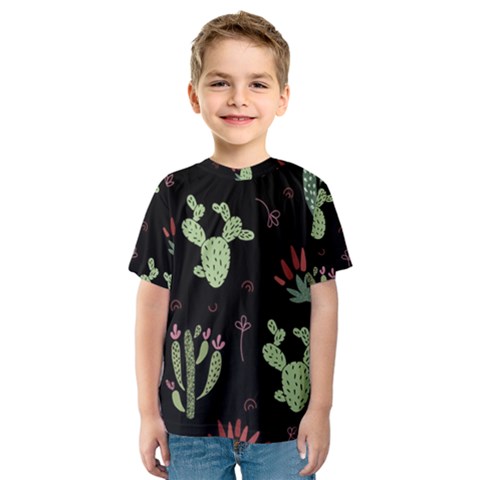 Cartoon African Cactus Seamless Pattern Kids  Sport Mesh Tee by Vaneshart