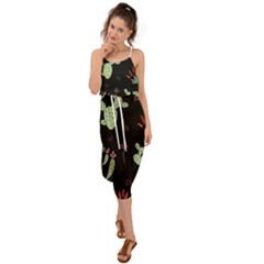 Cartoon African Cactus Seamless Pattern Waist Tie Cover Up Chiffon Dress