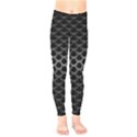 Black Metallic Hexagon Mesh Pattern Background Kids  Leggings View1