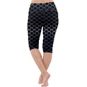 Black Metallic Hexagon Mesh Pattern Background Lightweight Velour Cropped Yoga Leggings View4