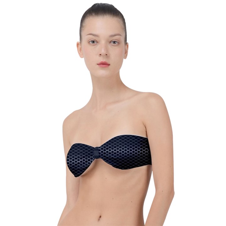 Black Metallic Hexagon Mesh Pattern Background Classic Bandeau Bikini Top 