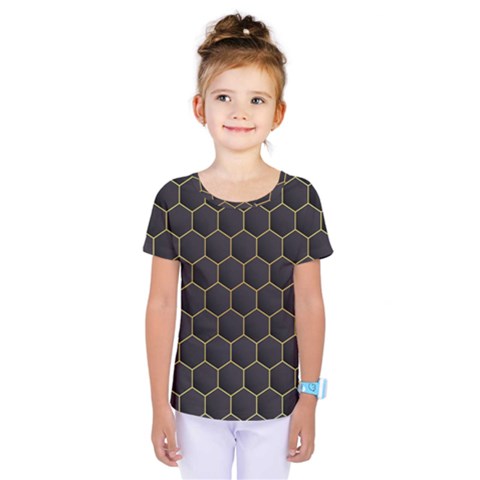 Hexagon Black Background Kids  One Piece Tee by Vaneshart