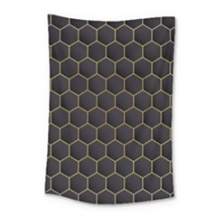 Hexagon Black Background Small Tapestry by Vaneshart