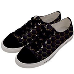 Hexagon Black Background Men s Low Top Canvas Sneakers by Vaneshart