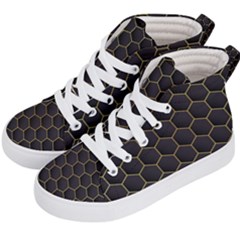 Hexagon Black Background Kids  Hi-top Skate Sneakers by Vaneshart