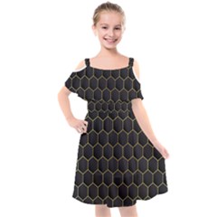 Hexagon Black Background Kids  Cut Out Shoulders Chiffon Dress