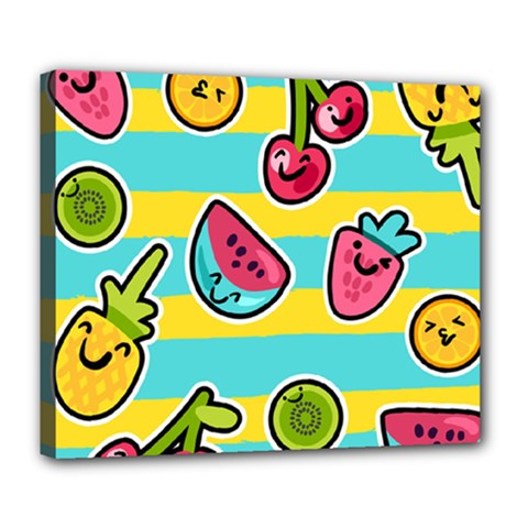 Summer Fruits Patterns Deluxe Canvas 24  X 20  (stretched) by Vaneshart