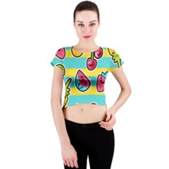 Summer Fruits Patterns Crew Neck Crop Top by Vaneshart