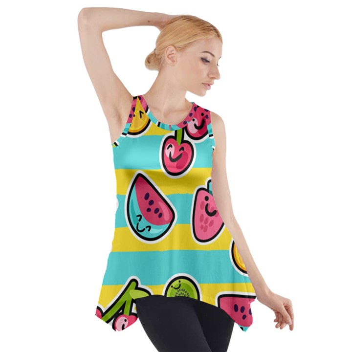 Summer Fruits Patterns Side Drop Tank Tunic